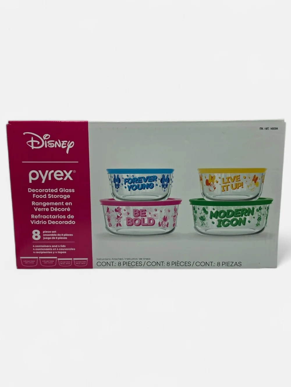Disney Pyrex Minnie Mouse Decorated Food Storage Set 8 Piece